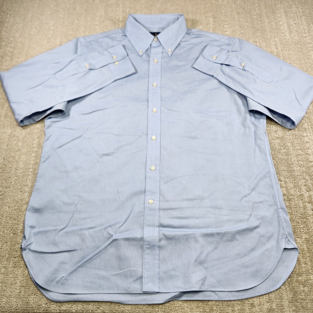 Polo Ralph Lauren Shirt Men 16.5 Oxford Cloth Button Down Blue Cotton Wealth - Picture 2 of 10